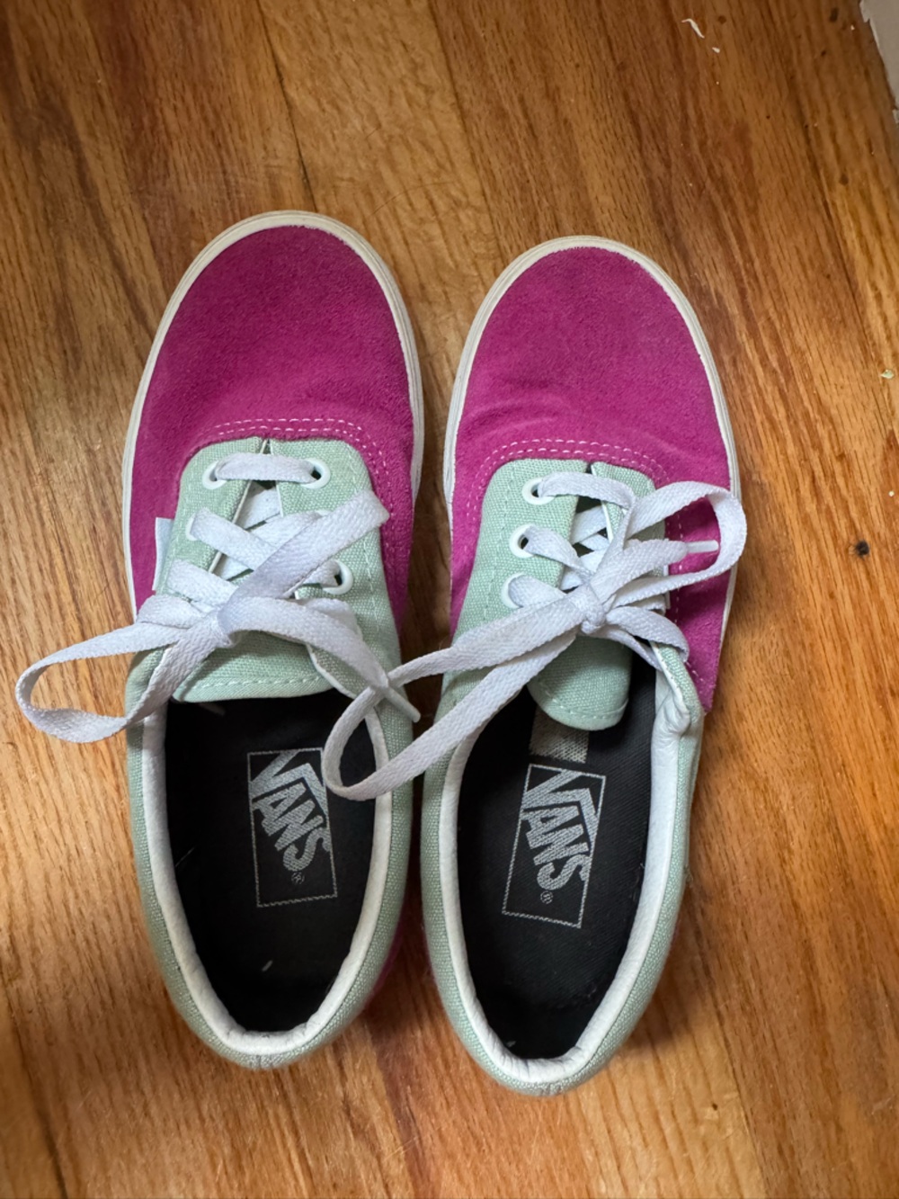 Vans Pink and Mint Two-Tone Low Top Sneakers